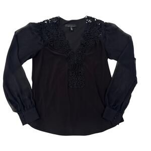 White House Black Market Blouse Women’s Size Small Black Romantic Dark Feminine